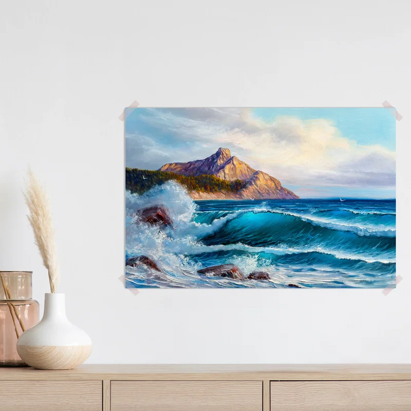 Poster türkisblaue welle - meereslandschaft in öl Poster türkisblaue welle - meereslandschaft in öl