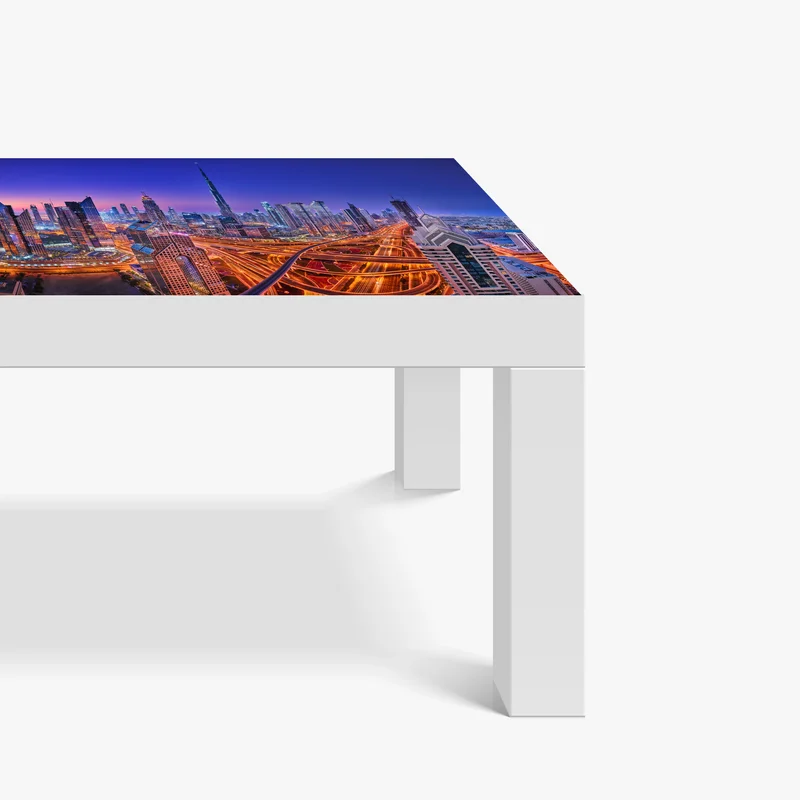 Tischaufkleber und Schreibtischaufkleber Dubai panorama bei dämmerung