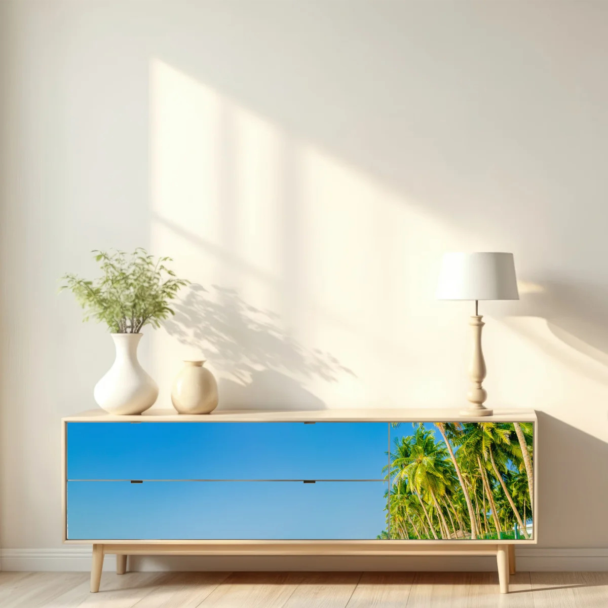 Repositionierbarer Aufkleber tropischer palmenstrand Repositionierbarer Aufkleber tropischer palmenstrand