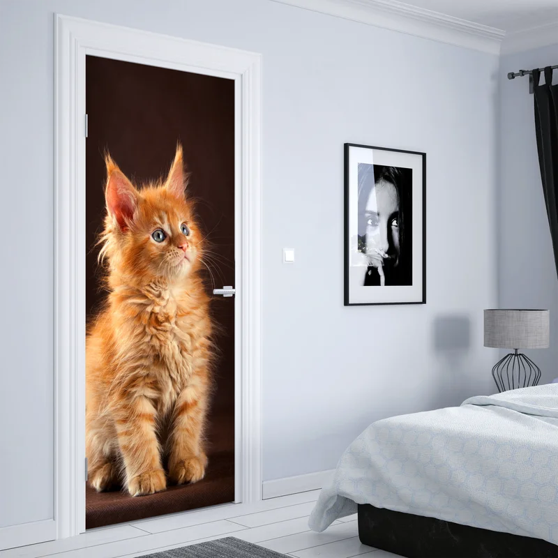 Türaufkleber niedliches rotes kätzchenportrait Türaufkleber niedliches rotes kätzchenportrait