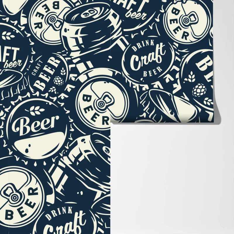 Fototapete muster mit craft-bier kronkorken Fototapete muster mit craft-bier kronkorken