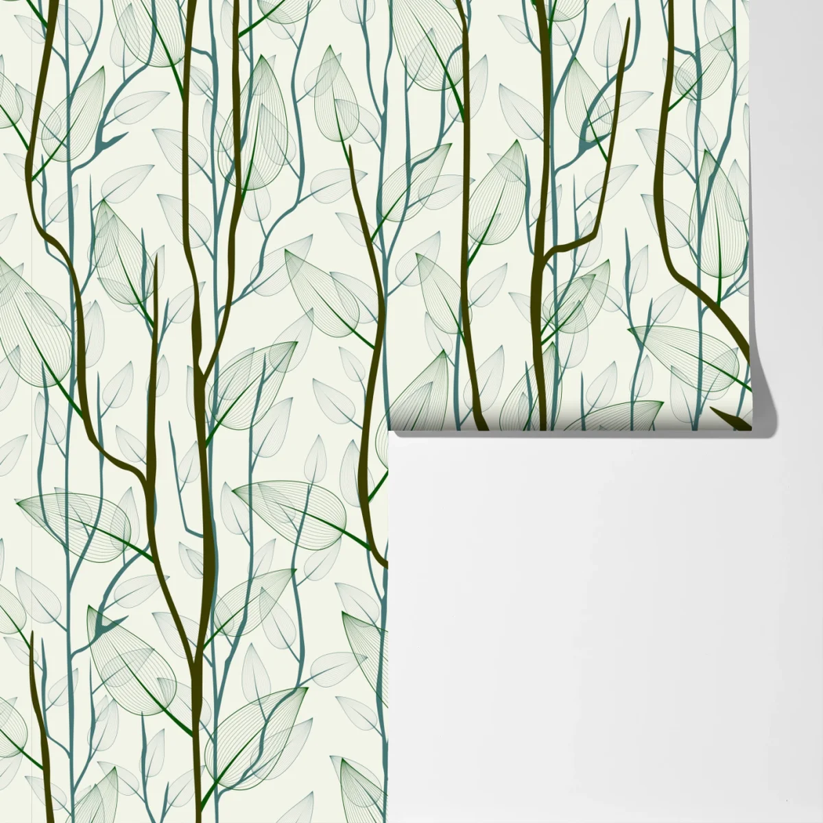 Fototapete zartes muster mit blättern und zweigen Fototapete zartes muster mit blättern und zweigen