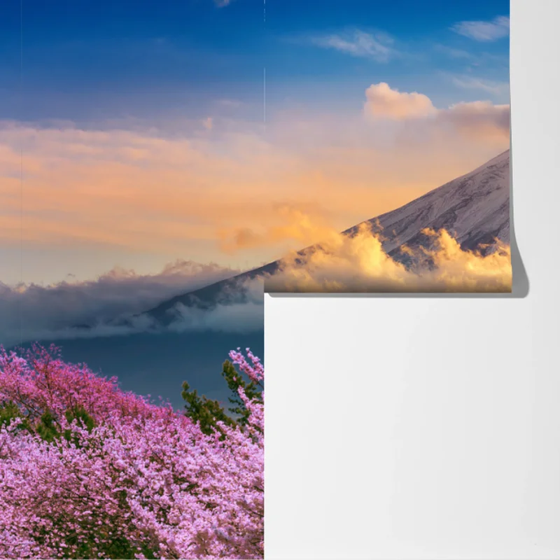 Fototapeta Góra Fuji z kwitnącą sakurą o wschodzie słońca Fototapeta Góra Fuji z kwitnącą sakurą o wschodzie słońca