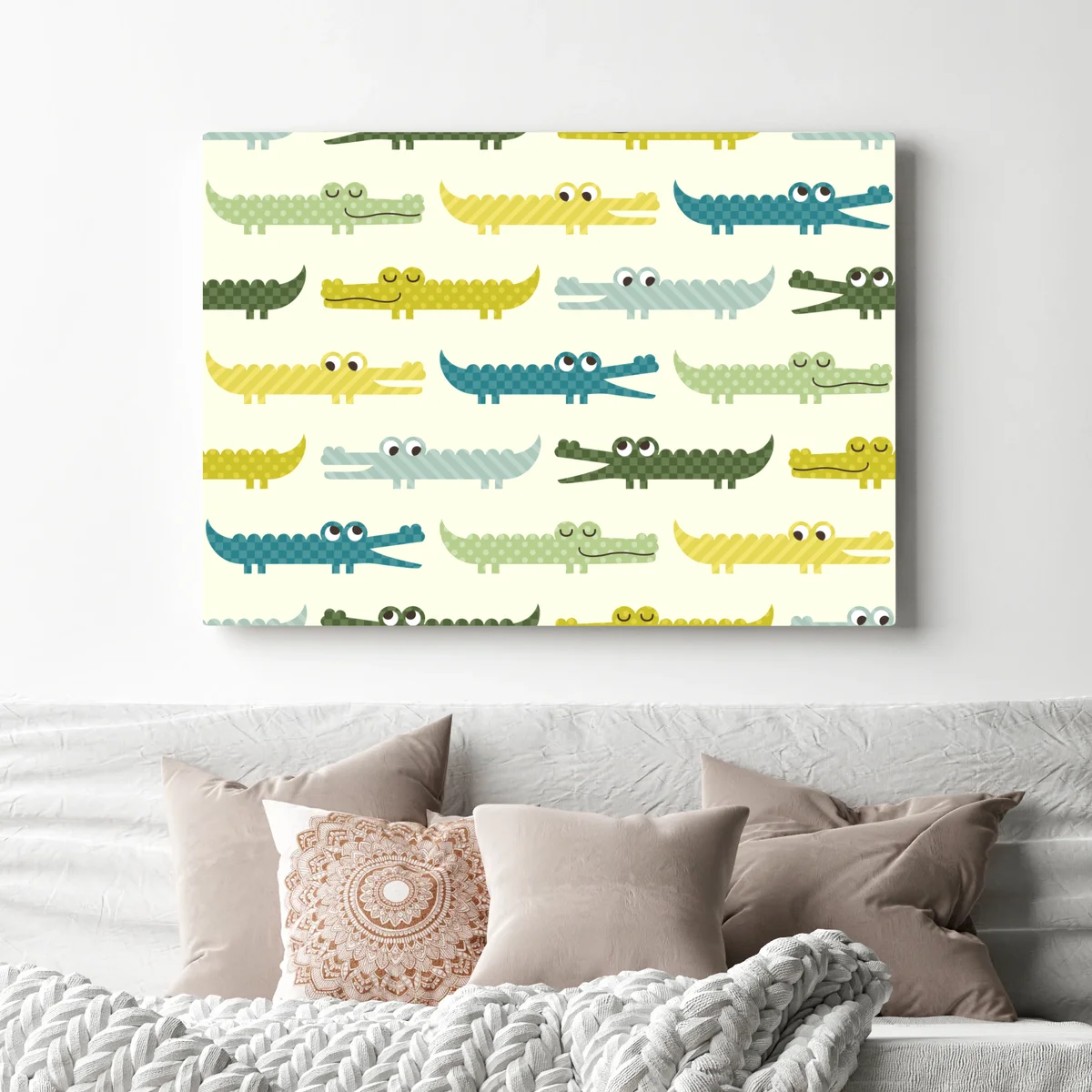 Leinwandbild verspieltes krokodilmuster für kinderzimmer Leinwandbild verspieltes krokodilmuster für kinderzimmer