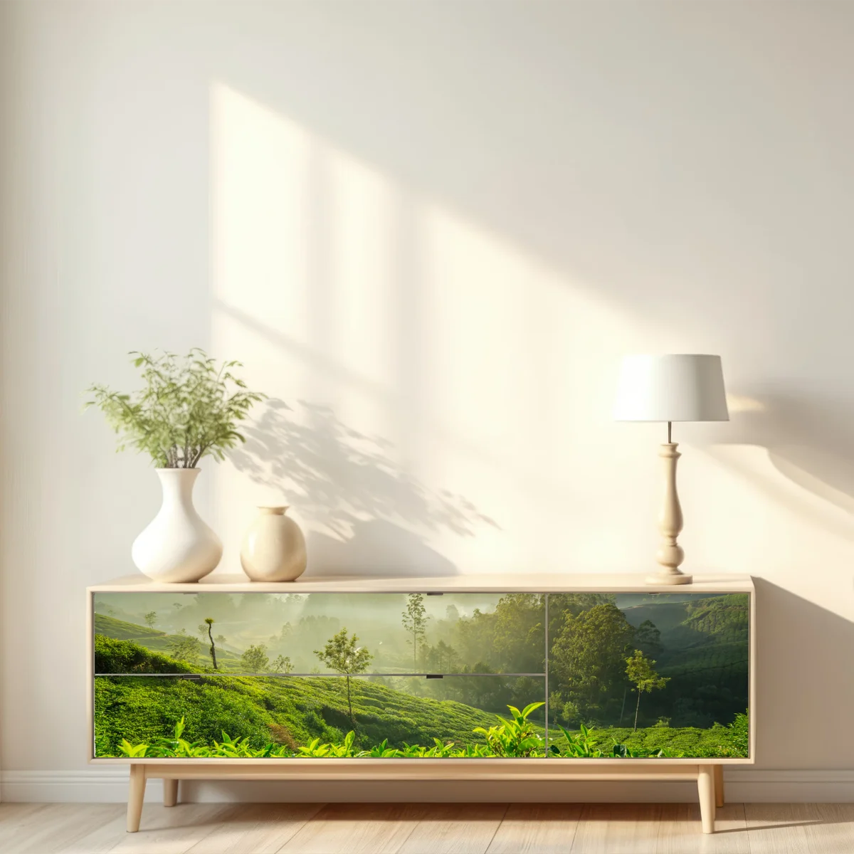 Repositionierbarer Aufkleber sonnenaufgang über den teeplantagen von Munnar Repositionierbarer Aufkleber sonnenaufgang über den teeplantagen von Munnar