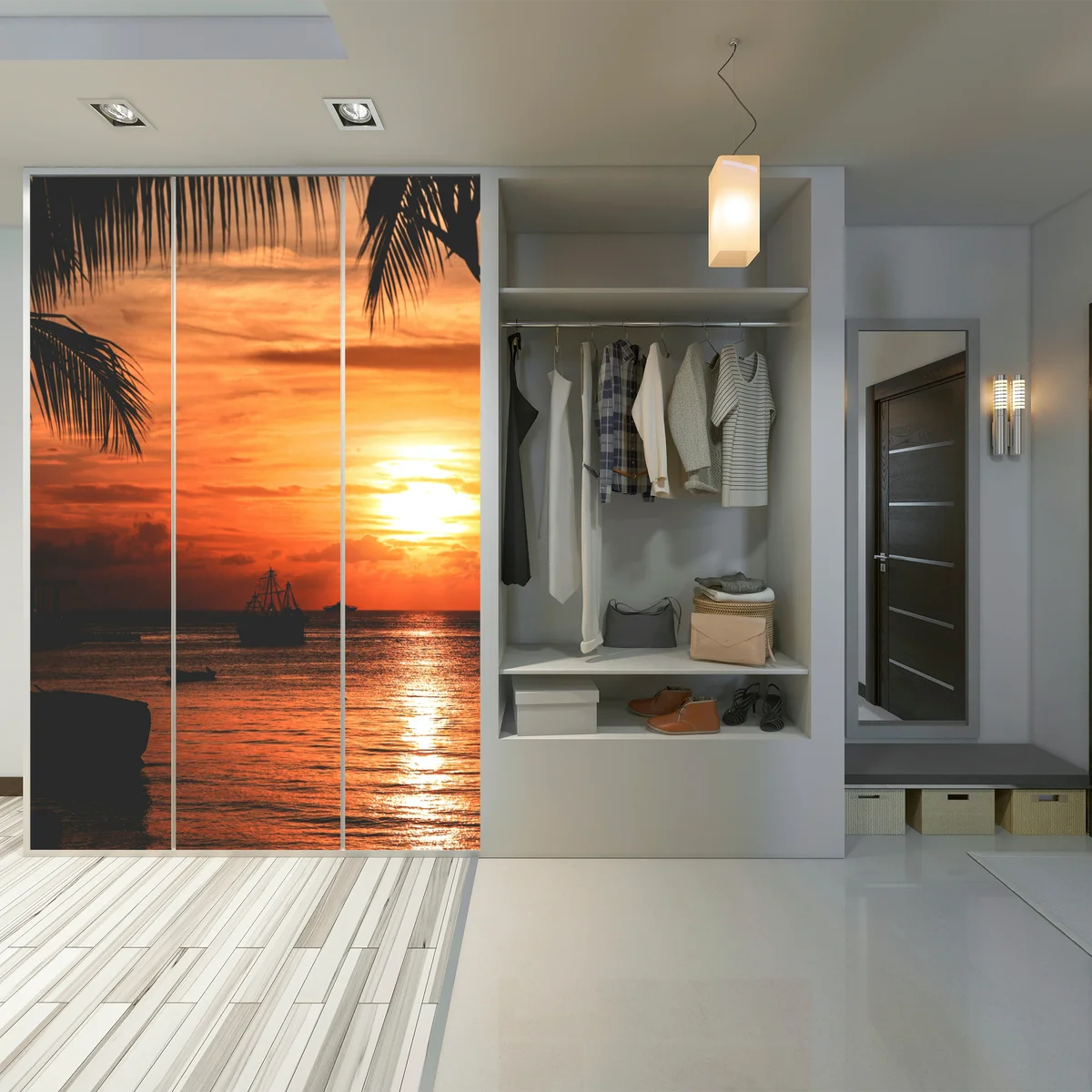 Schrankaufkleber tropischer sonnenuntergang am meer Schrankaufkleber tropischer sonnenuntergang am meer