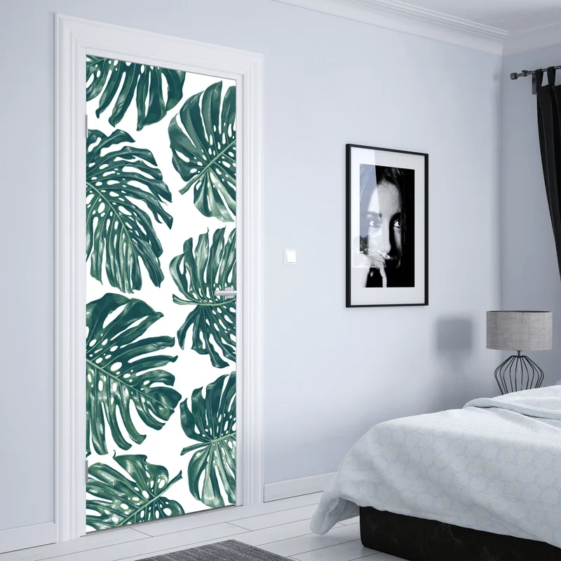 Türaufkleber monstera blatt botanisches muster