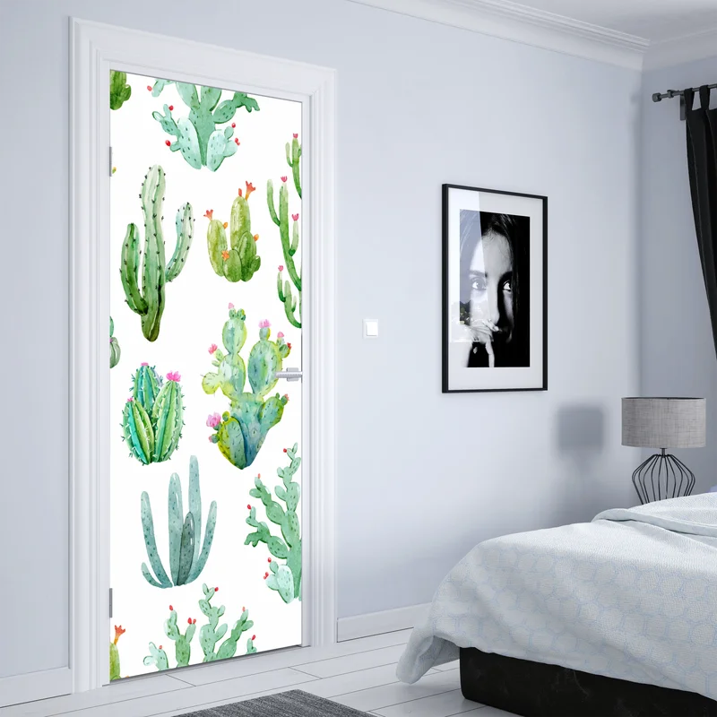 Türaufkleber aquarell kaktusgarten muster