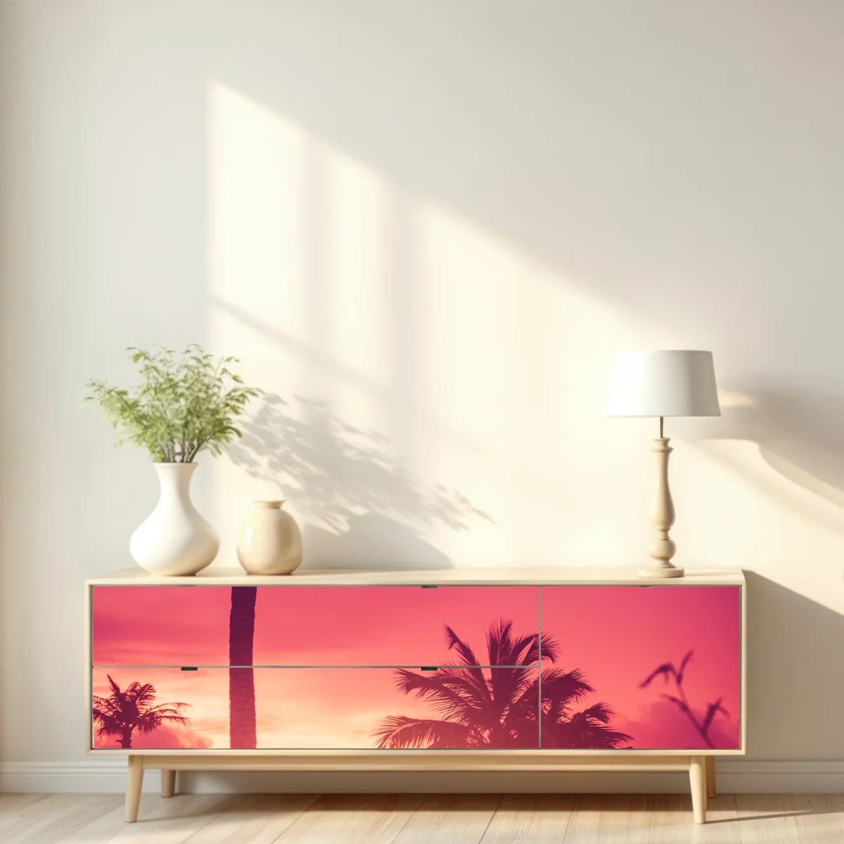 Repositionierbarer Aufkleber tropischer sonnenuntergang mit palmen • Repositionierbare Aufkleber bei Wallnifity® Repositionierbarer Aufkleber tropischer sonnenuntergang mit palmen • Repositionierbare Aufkleber bei Wallnifity®