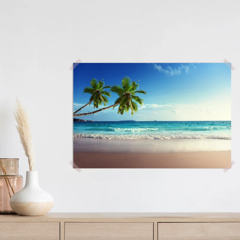 Poster tropischer Karibikstrand bei sonnenuntergang Poster tropischer Karibikstrand bei sonnenuntergang