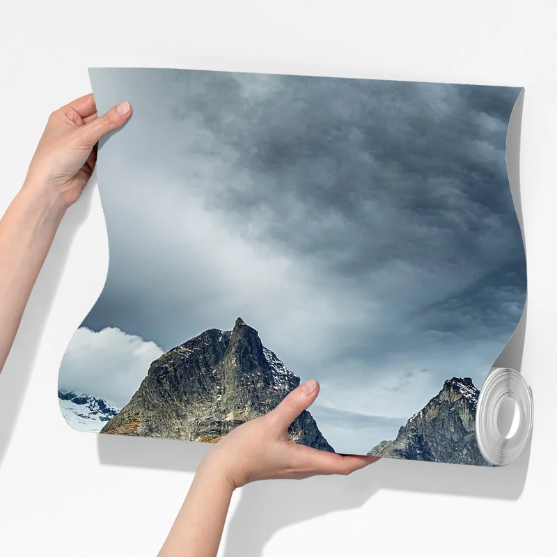 Fototapete herbstliche berglandschaft mit wasserfall und serpentinenstraße Fototapete herbstliche berglandschaft mit wasserfall und serpentinenstraße