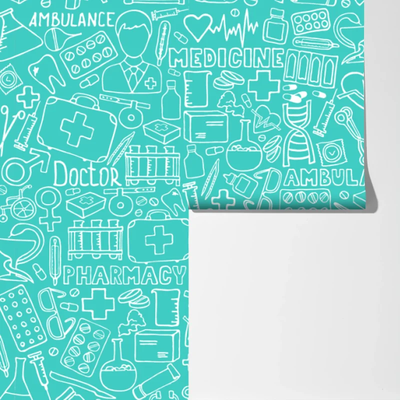 Fototapete türkises nahtloses muster mit medizinischen icons Fototapete türkises nahtloses muster mit medizinischen icons