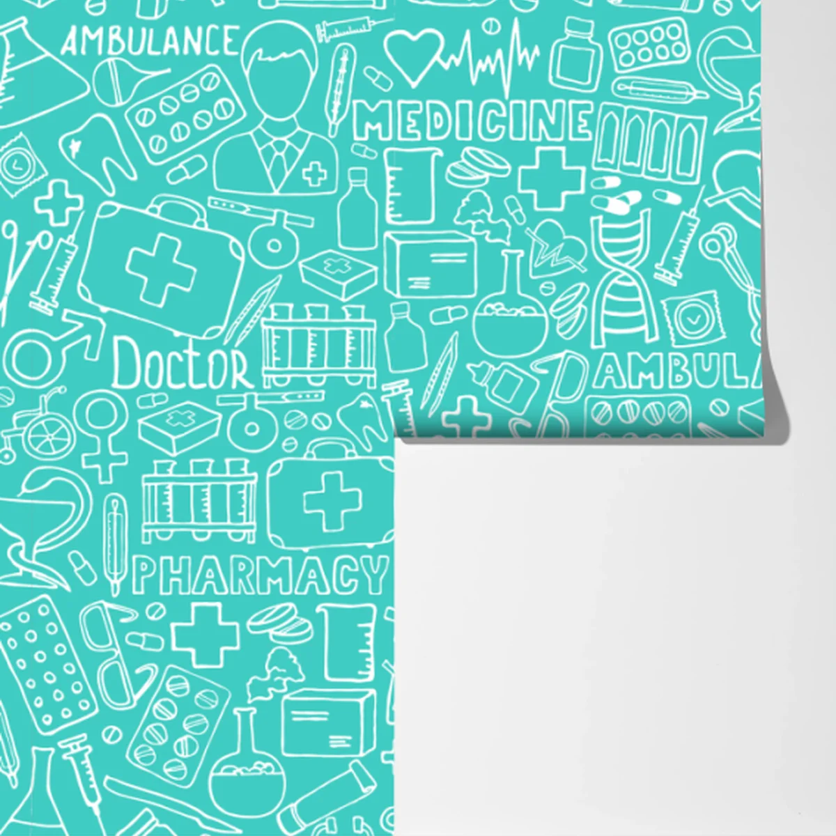Fototapete türkises nahtloses muster mit medizinischen icons Fototapete türkises nahtloses muster mit medizinischen icons