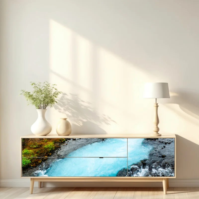 Repositionierbarer Aufkleber wasserfall Bruarfoss, Island