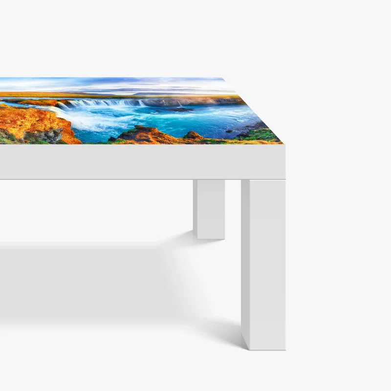 Tischaufkleber und Schreibtischaufkleber panorama des wasserfalls Godafoss bei sonnenaufgang