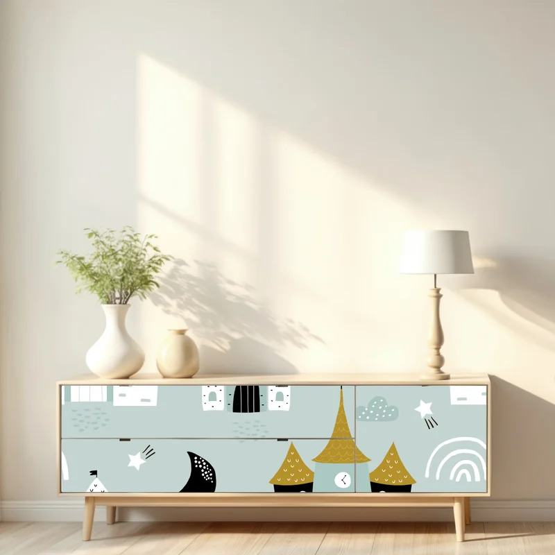 Repositionierbarer Aufkleber pastell schlossmuster für kinderzimmer