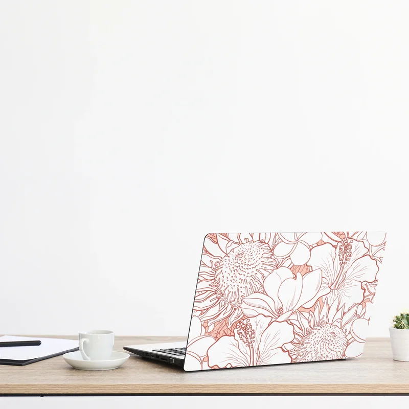 Laptop-Aufkleber zartes korallenfarbenes blumenmuster Laptop-Aufkleber zartes korallenfarbenes blumenmuster