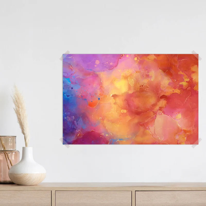 Poster lebhafte aquarell-abstraktion in warmen tönen Poster lebhafte aquarell-abstraktion in warmen tönen