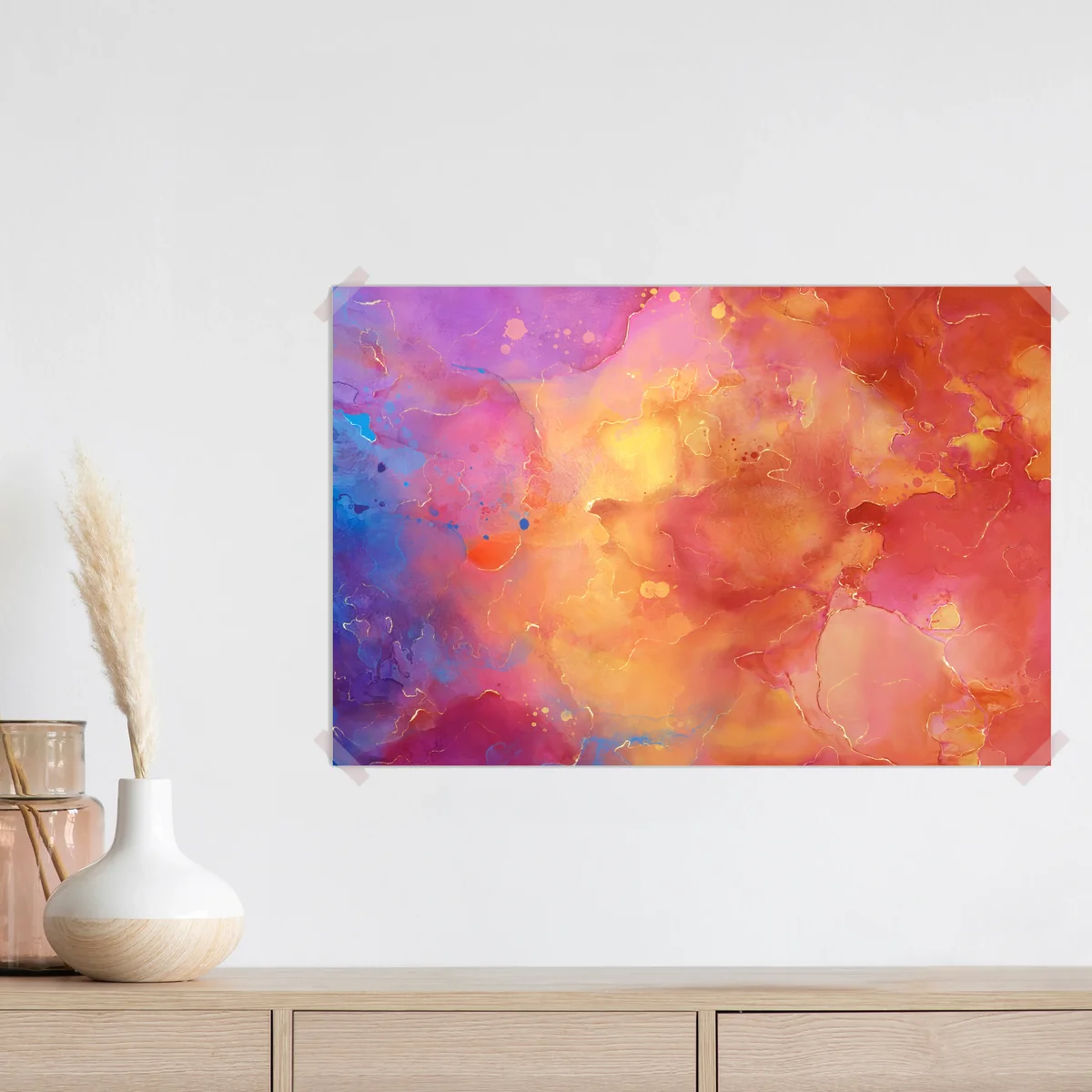 Poster lebhafte aquarell-abstraktion in warmen tönen Poster lebhafte aquarell-abstraktion in warmen tönen