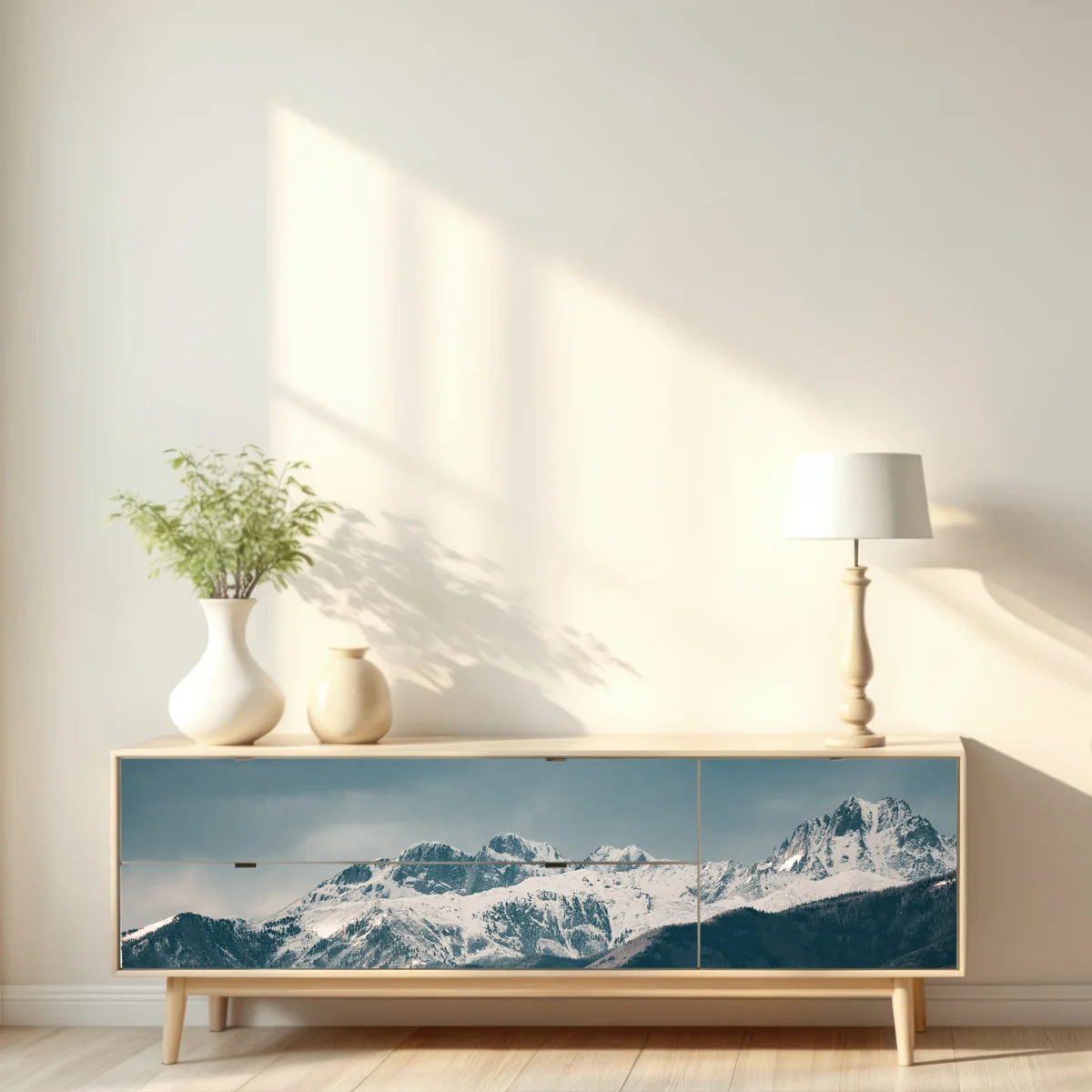 Repositionierbarer Aufkleber wüstendünen vor schneebedeckten gipfeln Repositionierbarer Aufkleber wüstendünen vor schneebedeckten gipfeln