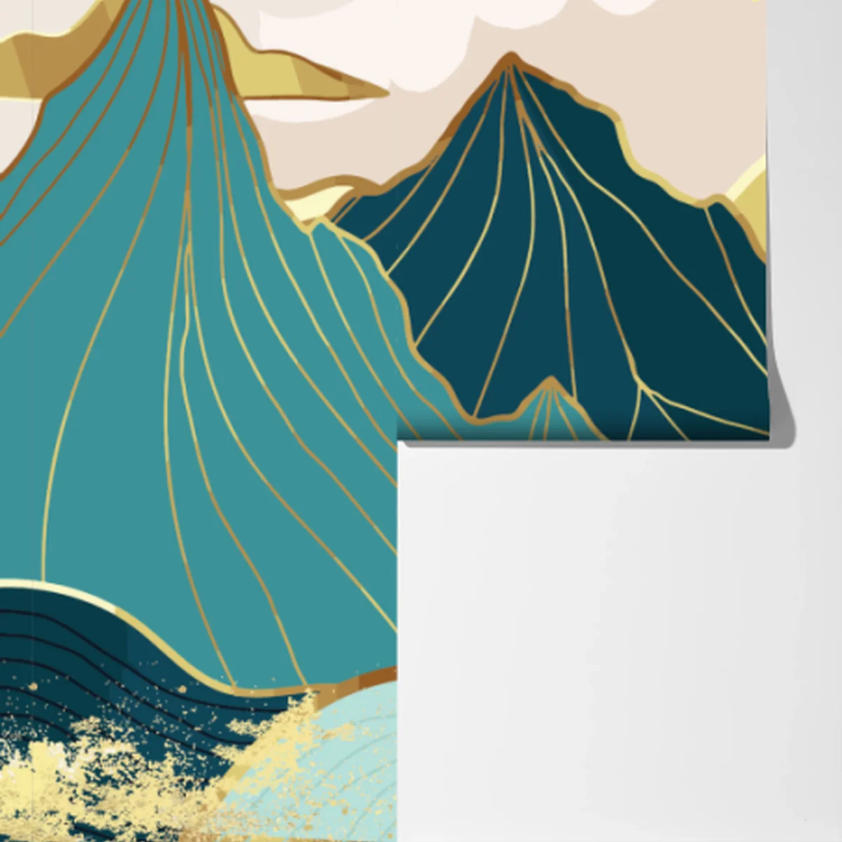 Fototapete türkise berge mit goldenen akzenten Fototapete türkise berge mit goldenen akzenten