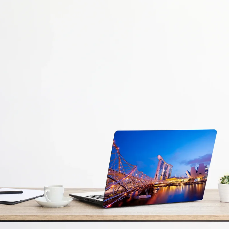 Laptop-Aufkleber stadtbild Marina Bay bei dämmerung