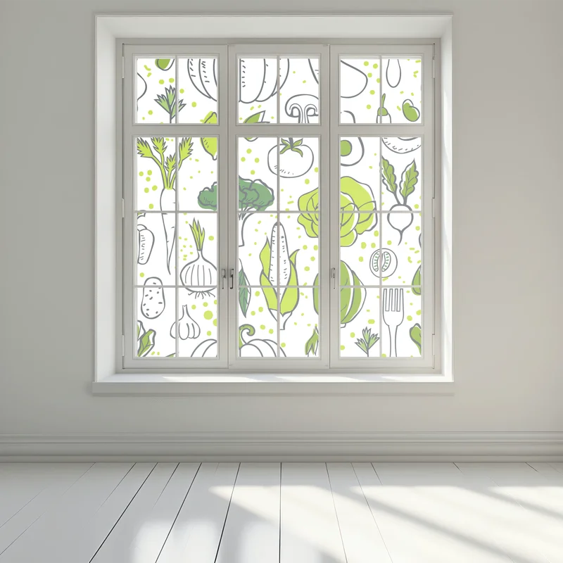 Fensteraufkleber grünes gemüse muster