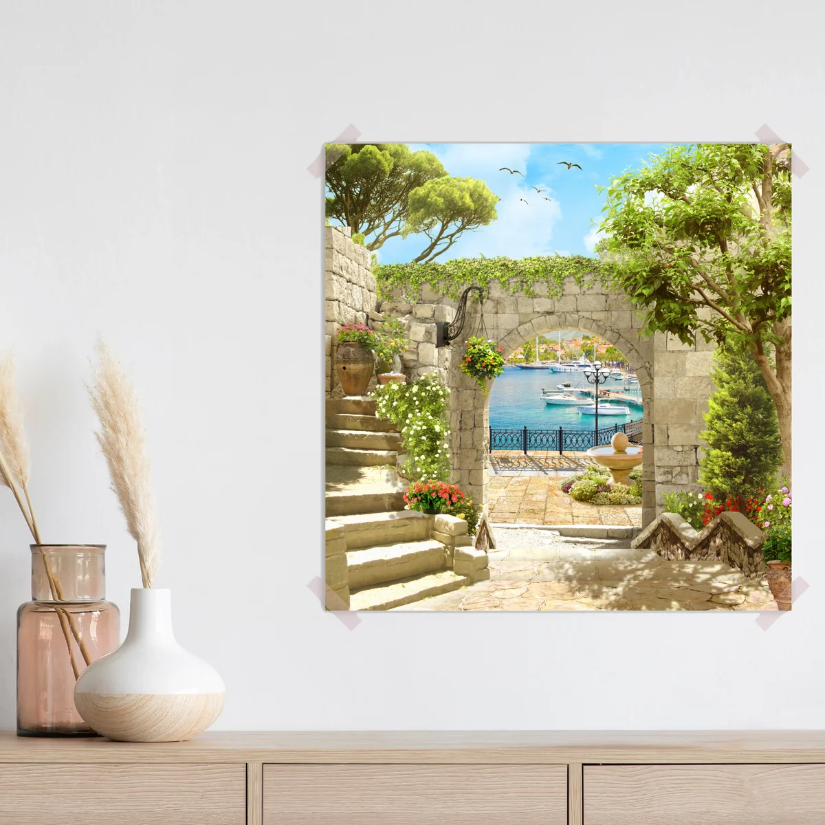 Poster mediterraner blick durch eine arkade Poster mediterraner blick durch eine arkade