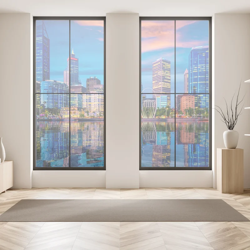 Fensteraufkleber Perth skyline bei sonnenuntergang