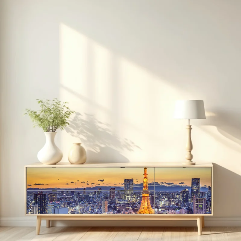 Repositionierbarer Aufkleber Tokyo Tower bei dämmerung Repositionierbarer Aufkleber Tokyo Tower bei dämmerung