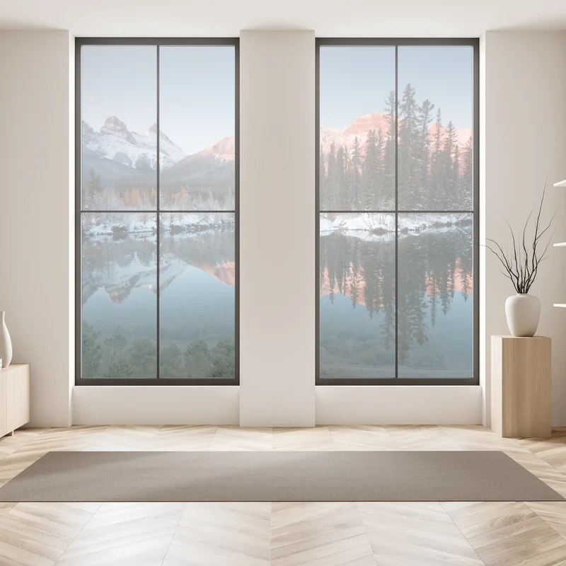 Fensteraufkleber bergspiegelung im morgendlichen glühen