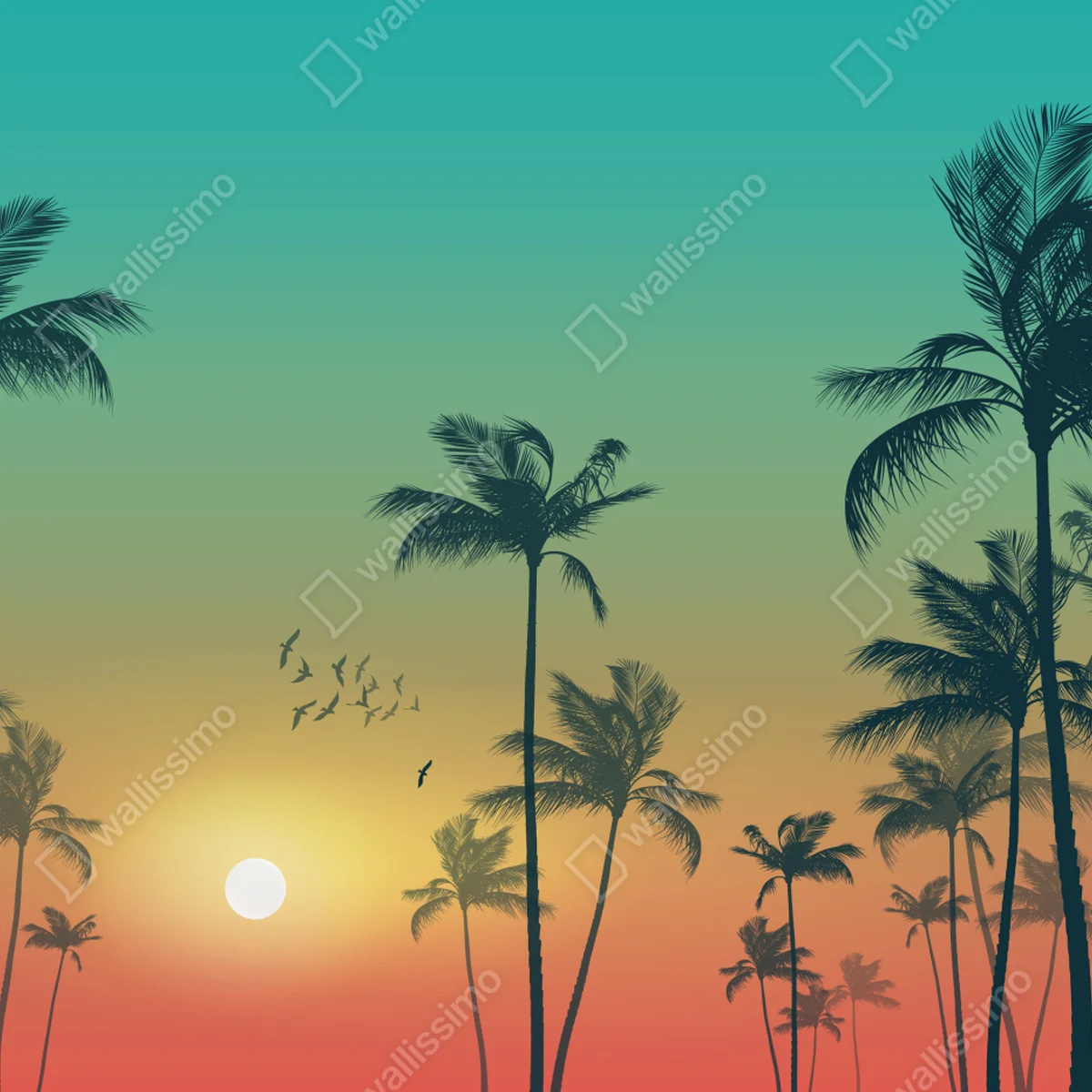 Laptop-Aufkleber tropischer sonnenuntergang mit palmensilhouetten Laptop-Aufkleber tropischer sonnenuntergang mit palmensilhouetten