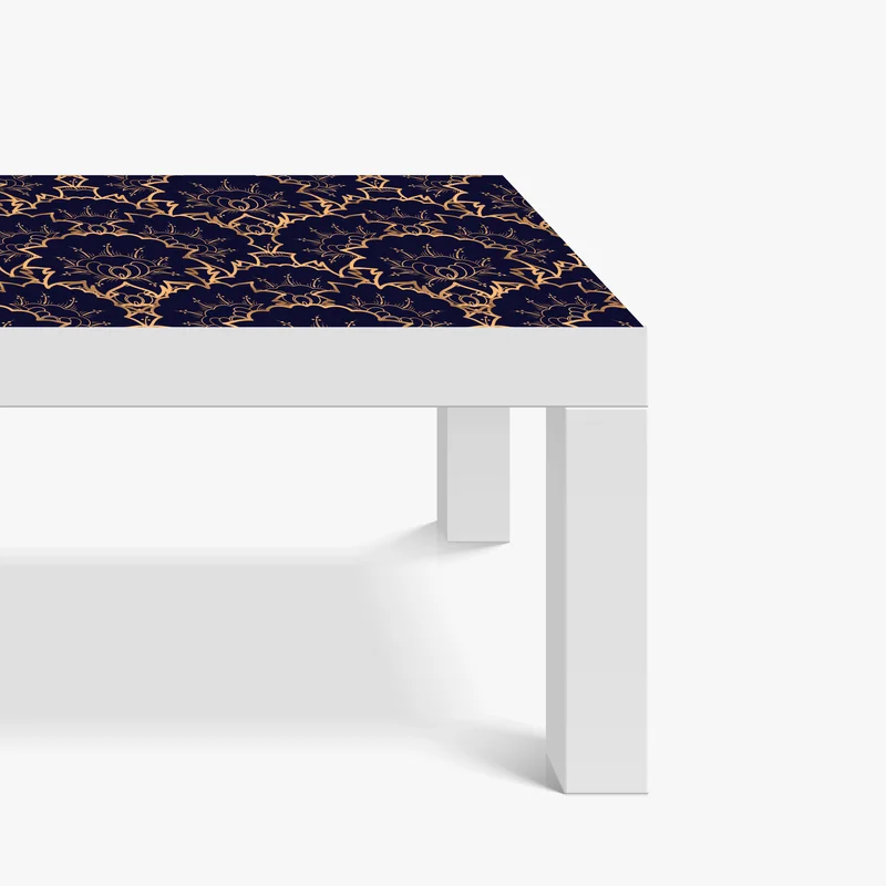 Tischaufkleber und Schreibtischaufkleber luxuriöses goldenes blütenmuster auf marineblau