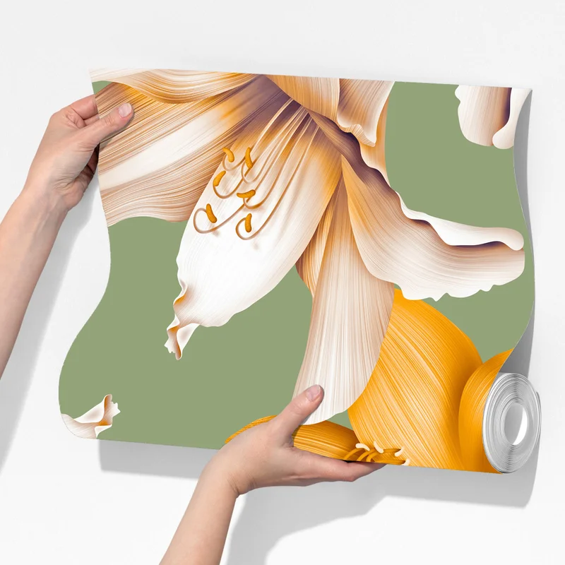 Fototapete goldene lilien botanisches muster Fototapete goldene lilien botanisches muster