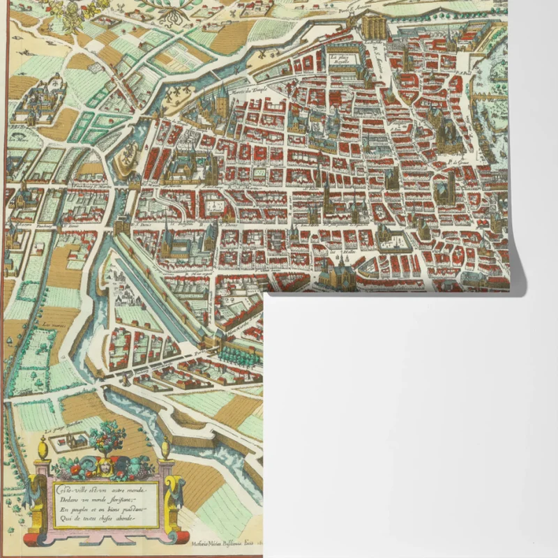 Fototapeta zabytkowa mapa miasta Paryż Fototapeta zabytkowa mapa miasta Paryż