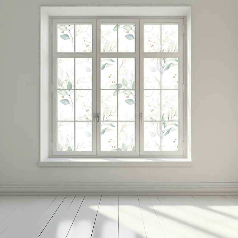 Fensteraufkleber sanftes eukalyptus aquarellmuster