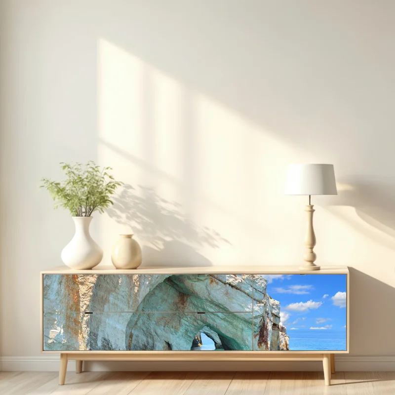 Repositionierbarer Aufkleber blaue höhlen von Zakynthos