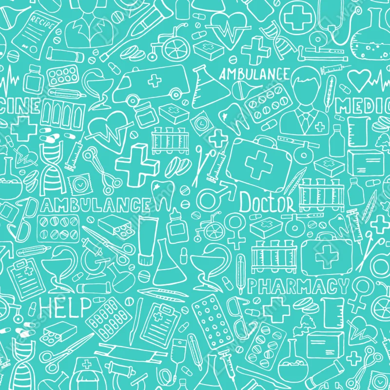 Tischaufkleber und Schreibtischaufkleber türkises nahtloses muster mit medizinischen icons Tischaufkleber und Schreibtischaufkleber türkises nahtloses muster mit medizinischen icons