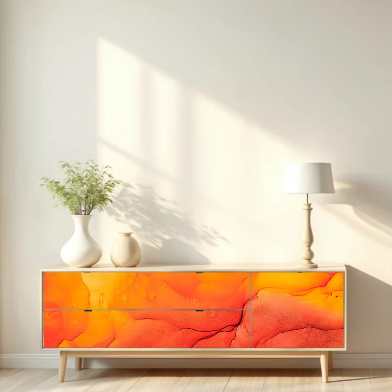 Repositionierbarer Aufkleber lebendige orange abstrakte alkoholkunst