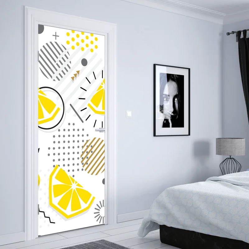 Türaufkleber leuchtendes zitrus geometrisches muster