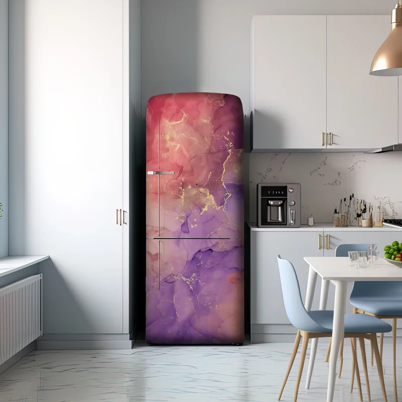 Kühlschrankaufkleber ätherische rosa und lila marmoroptik