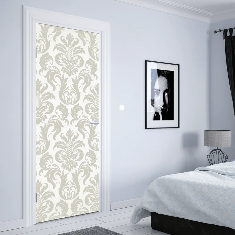 Türaufkleber elegantes beiges damastmuster