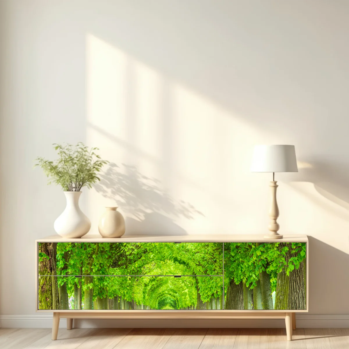 Repositionierbarer Aufkleber grüner baumtunnel Repositionierbarer Aufkleber grüner baumtunnel