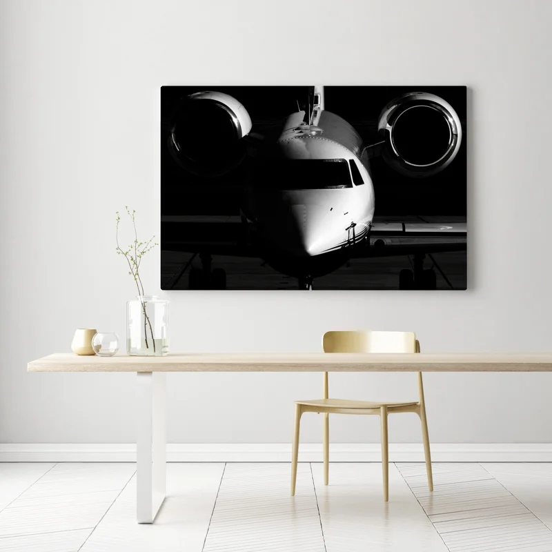 Leinwandbild monochrome frontalansicht eines privatjets Leinwandbild monochrome frontalansicht eines privatjets
