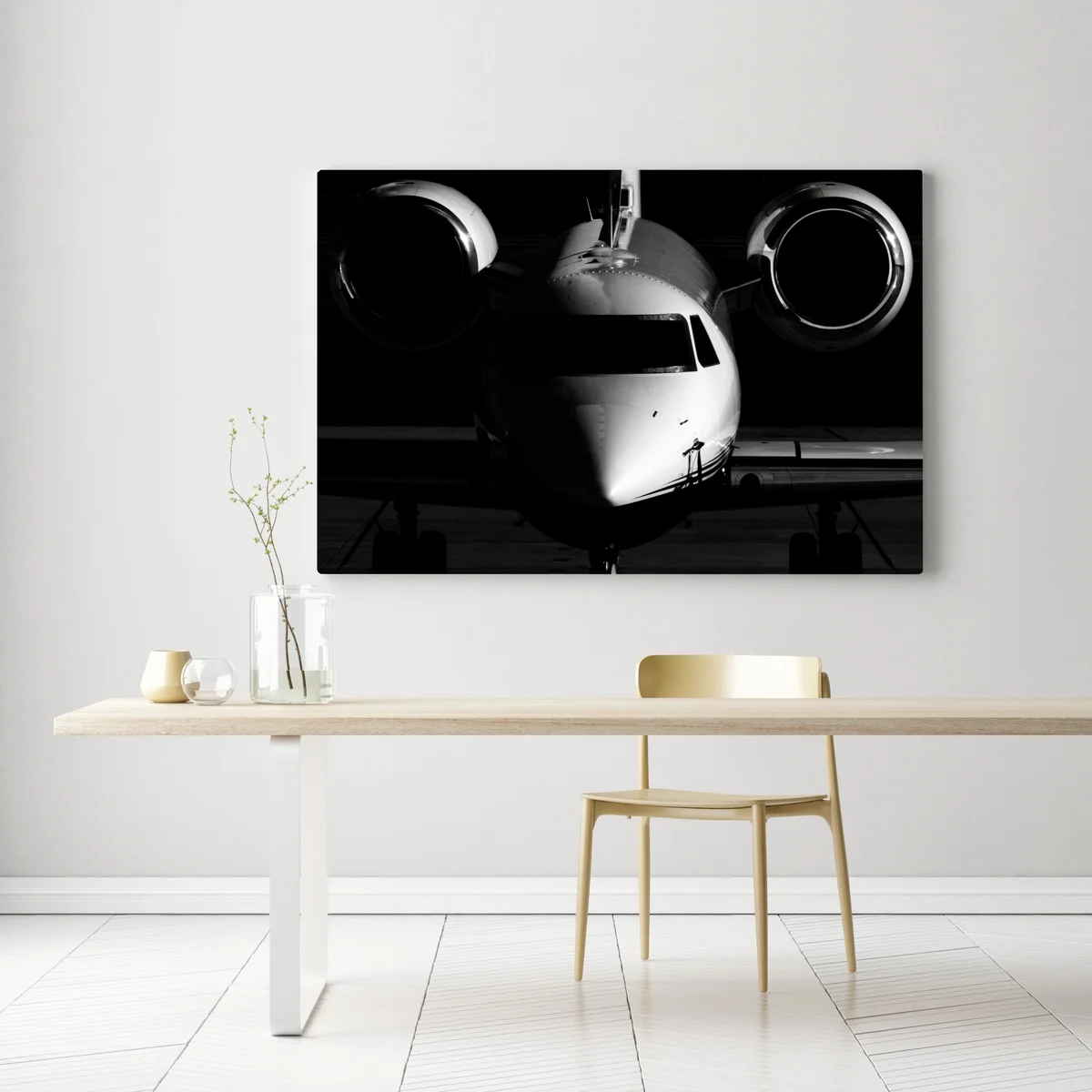 Leinwandbild monochrome frontalansicht eines privatjets Leinwandbild monochrome frontalansicht eines privatjets