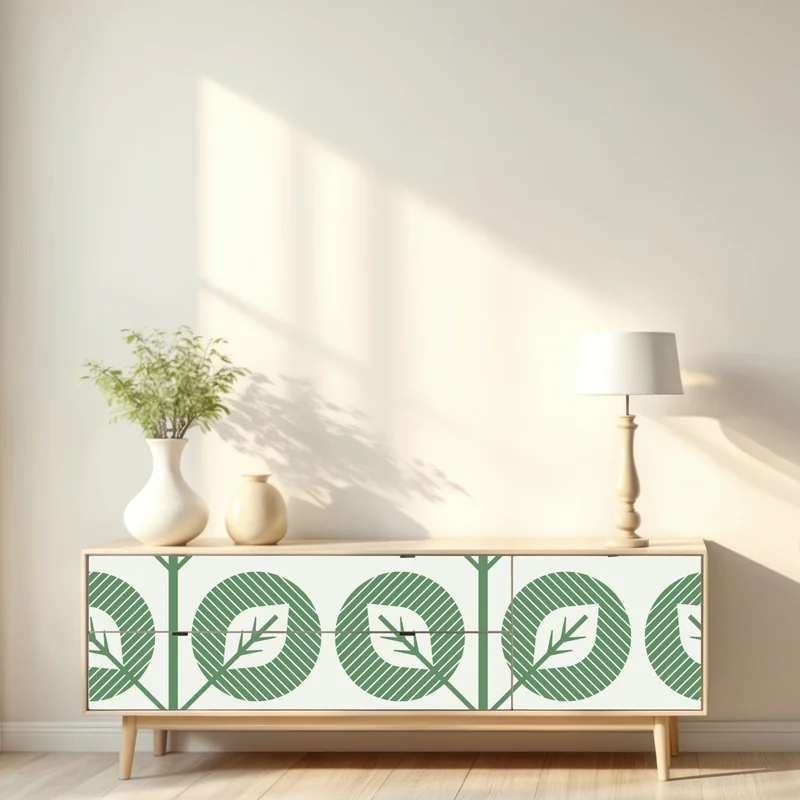Repositionierbarer Aufkleber grünes geometrisches blattmuster