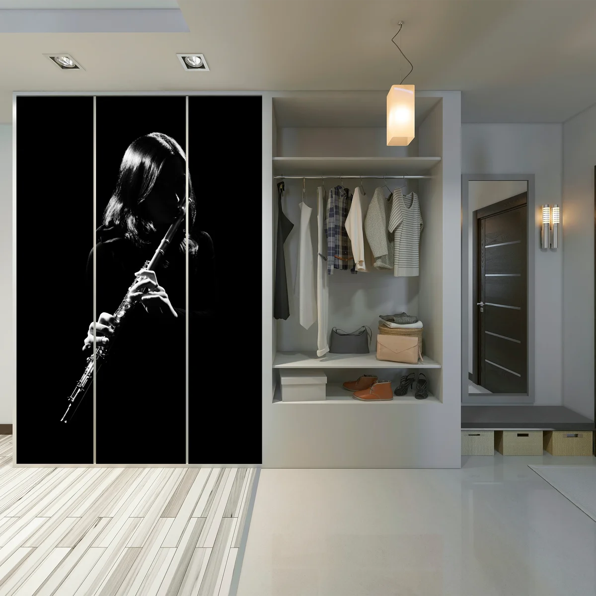 Schrankaufkleber elegante flötensilhouette Schrankaufkleber elegante flötensilhouette