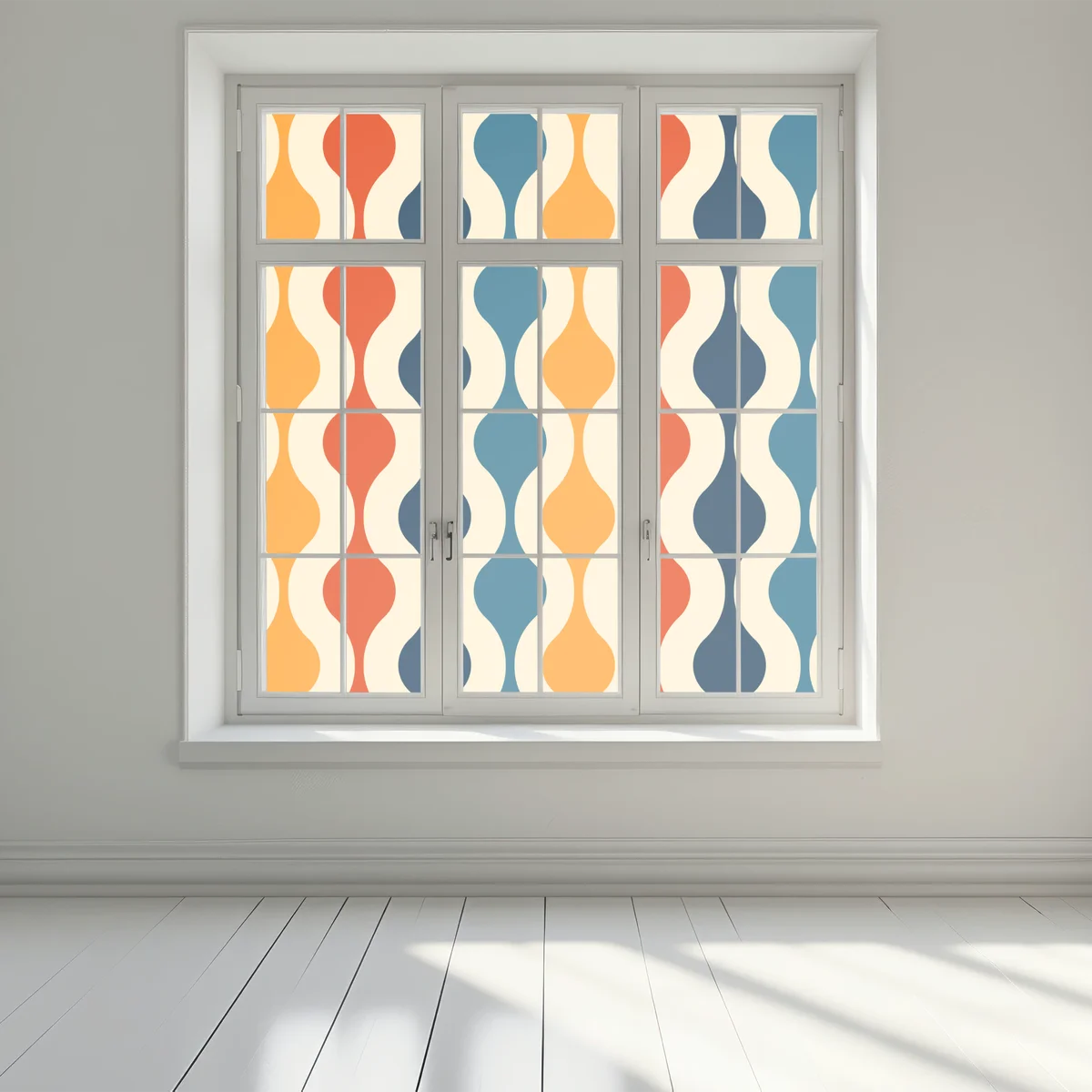 Fensteraufkleber retro welliges mid-century muster Fensteraufkleber retro welliges mid-century muster