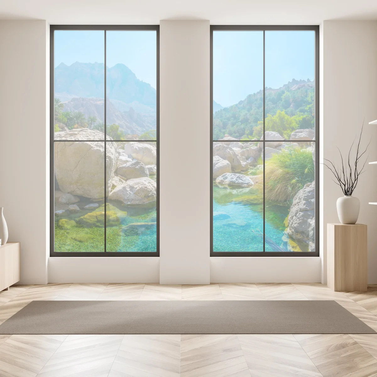 Fensteraufkleber türkisfarbene bergoase Fensteraufkleber türkisfarbene bergoase