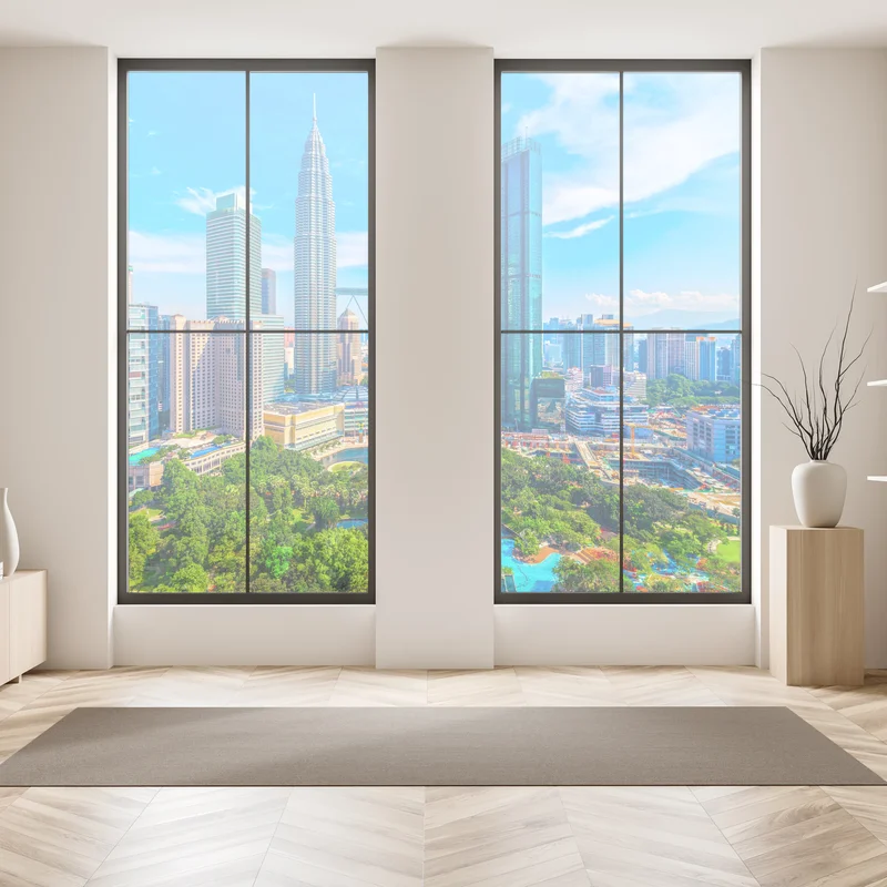 Naklejka na okno Kuala Lumpur panorama z wieżami Petronas